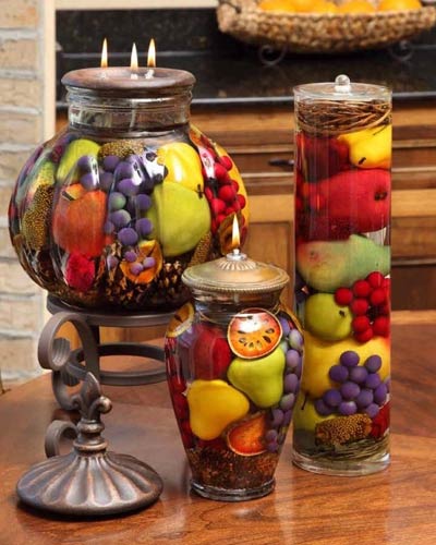 Fruit Bowl – shown in Large Centerpiece, XL Cylinder and Brandy.