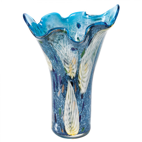 Blue Napkin Vase is a rare thing of beauty. It has so many colors beautifully blended in a stunning free flowing shape.