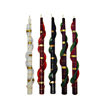 Plaid Double Spiral Colors: classic ivory, cranberry, ebony, forest green, holiday red, holiday red/forest green combination.